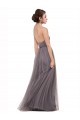 Sleeveless Pewter Spaghetti Straps V-Back Tulle A-Line Bridesmaid Dress Newcastle