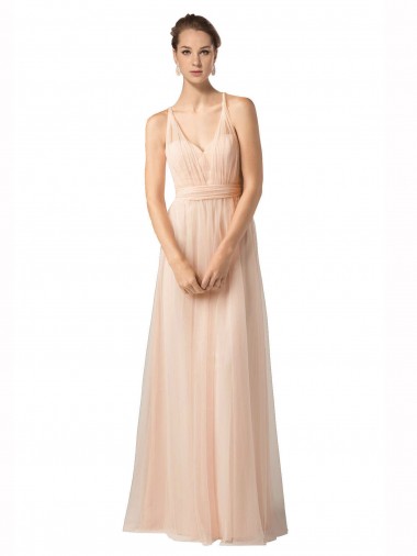 Sleeveless Nude Sweetheart Tulle A-Line Bridesmaid Dress / Evening Dress Newcastle