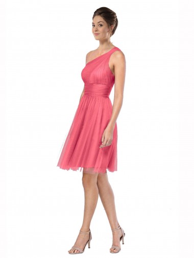 Sleeveless Watermelon One Shoulder Tulle A-Line Bridesmaid Dress Newcastle