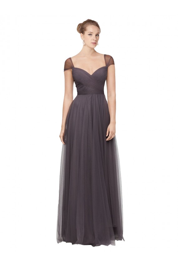 Cap Sleeves Pewter Sweetheart Tulle A-Line Bridesmaid Dress Newcastle