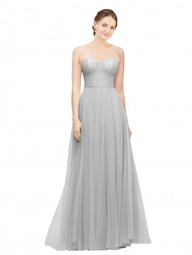 Sleeveless Silver Sweetheart Tulle A-Line Bridesmaid Dress Newcastle