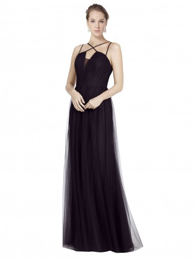 Sleeveless Spaghetti Straps Tulle A-Line Bridesmaid Gown Newcastle