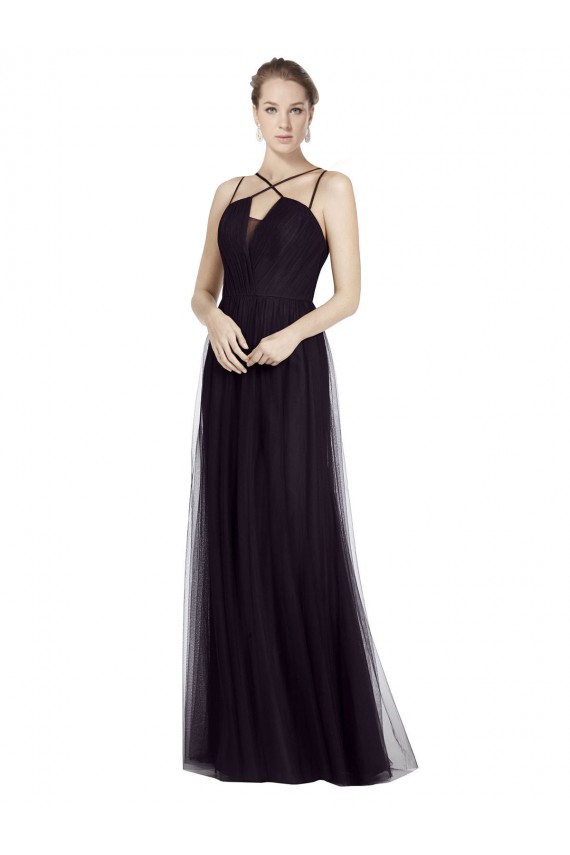 Sleeveless Spaghetti Straps Tulle A-Line Bridesmaid Gown Newcastle