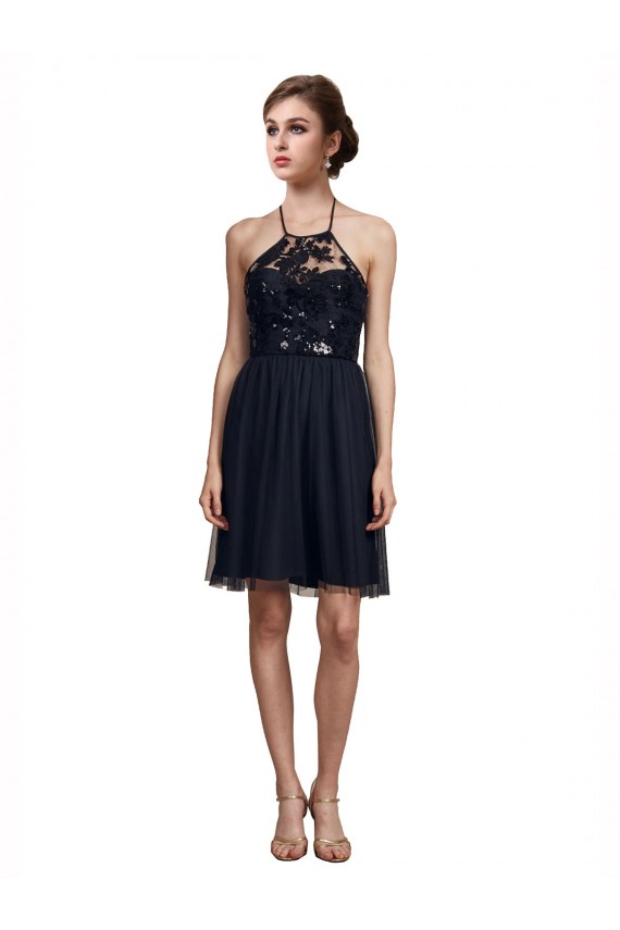 Sleeveless Halter Neck Tulle A-Line Bridesmaid Gown Newcastle