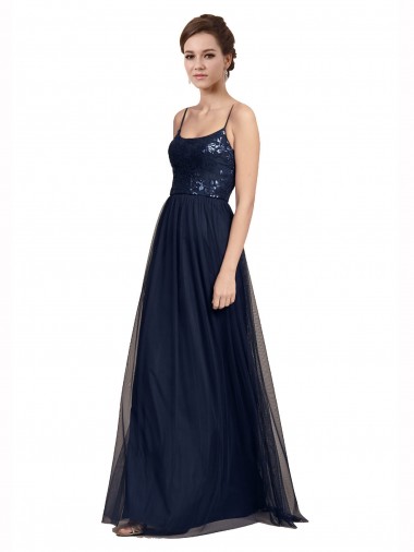Sleeveless Spaghetti Straps Tulle & Lace A-Line Bridesmaid Dress Newcastle