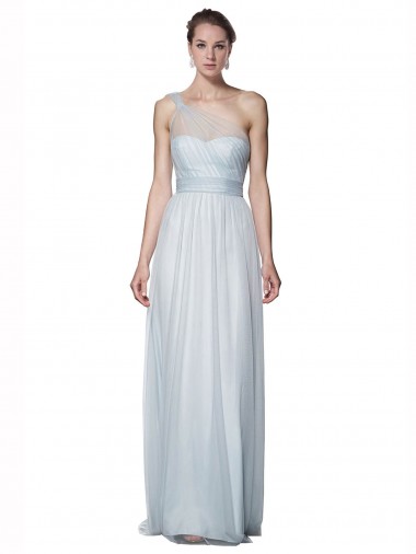 Sleeveless Mist One Shoulder Tulle A-Line Bridesmaid Dress Newcastle