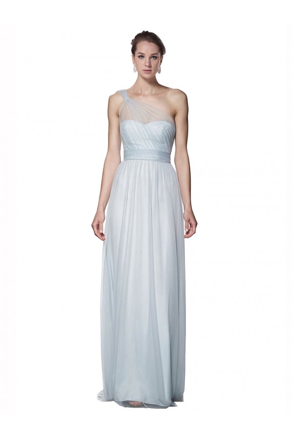 Sleeveless Mist One Shoulder Tulle A-Line Bridesmaid Dress Newcastle