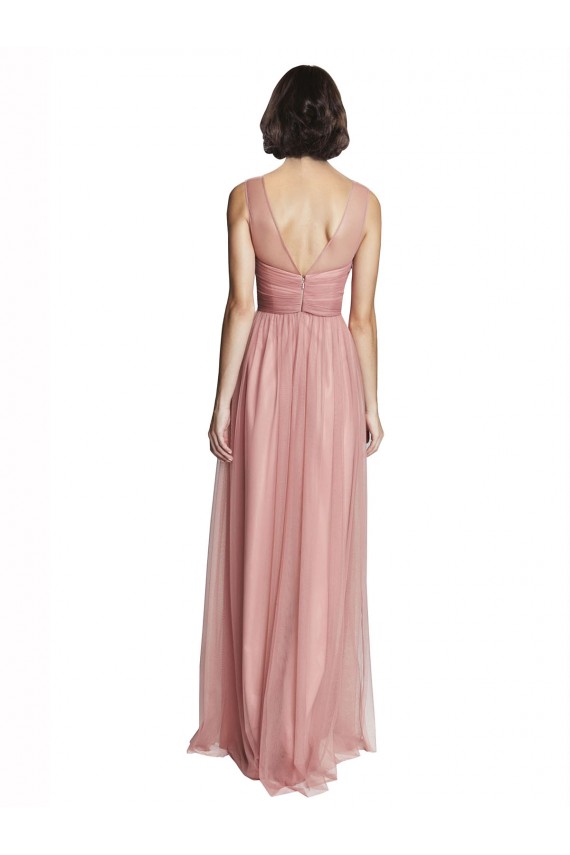 Sleeveless Rose Pink V-Neck Tulle A-Line Bridesmaid Dress Newcastle