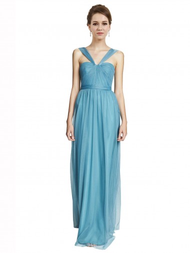 Sleeveless Sky Blue Spaghetti Straps Tulle A-Line Bridesmaid Dress Newcastle