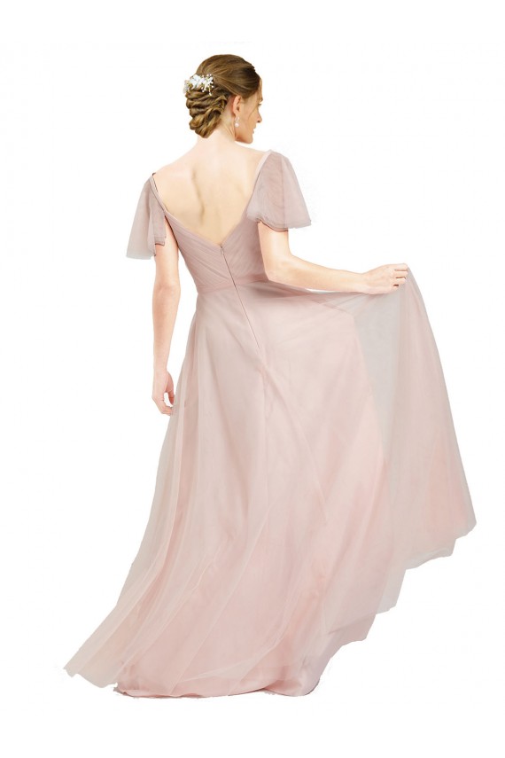 Flutter Sleeves V-Neck Tulle A-Line Formal Dress / Bridesmaid Dress Newcastle