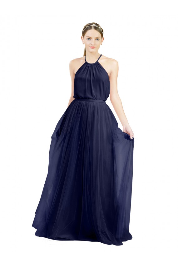 Sleeveless Halter Neck Tulle A-Line Semi Formal Evening Dress / Bridesmaid Dress Newcastle