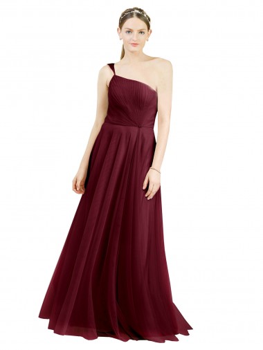Sleeveless One Shoulder Tulle A-Line Semi Formal Evening Dress / Bridesmaid Dress Newcastle