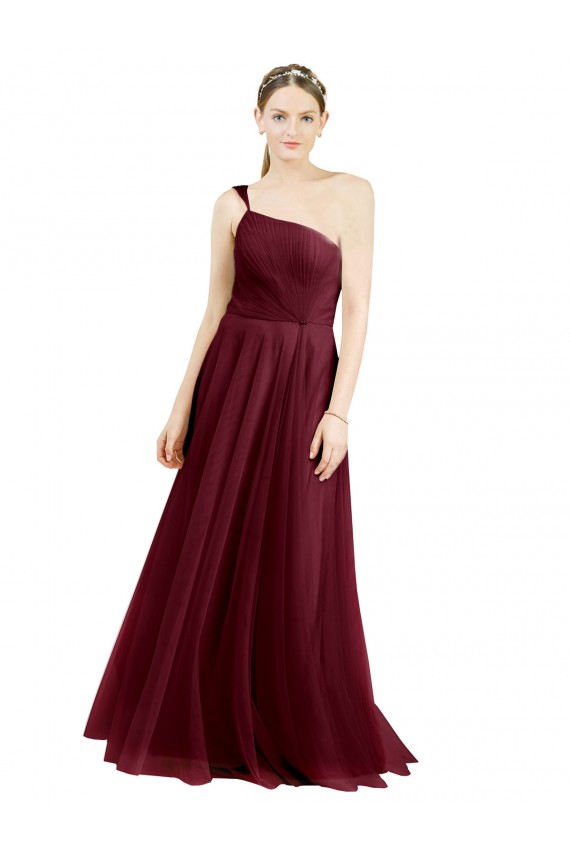 Sleeveless One Shoulder Tulle A-Line Semi Formal Evening Dress / Bridesmaid Dress Newcastle