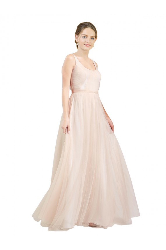 Sleeveless Scoop Neck Open Back Tulle A-Line Semi Formal Evening Dress / Bridesmaid Dress Newcastle