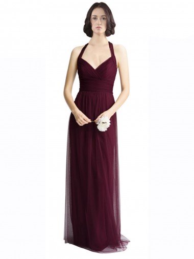 Sleeveless Halter Neck Open Back Tulle A-Line Bridesmaid Dress / Evening Dress Newcastle