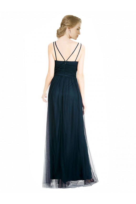Sleeveless Blue V-Neck Tulle A-Line Bridesmaid Dress Newcastle