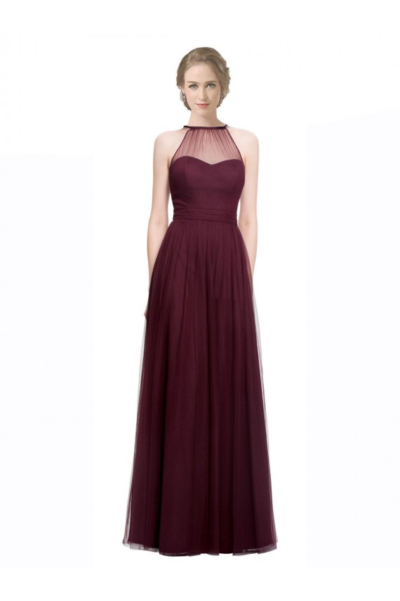 Sleeveless Red Halter Neck Tulle A-Line Bridesmaid Dress Newcastle