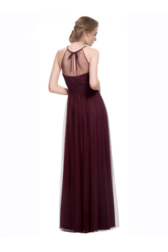 Sleeveless Red Halter Neck Tulle A-Line Bridesmaid Dress Newcastle