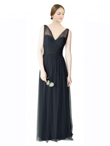 Sleeveless V-Neck V-Back Tulle A-Line Formal Dress / Bridesmaid Dress Newcastle