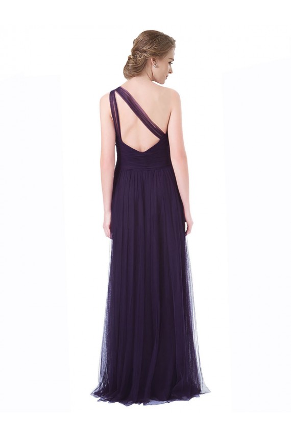 Sleeveless Plum One Shoulder Tulle A-Line Bridesmaid Dress Newcastle