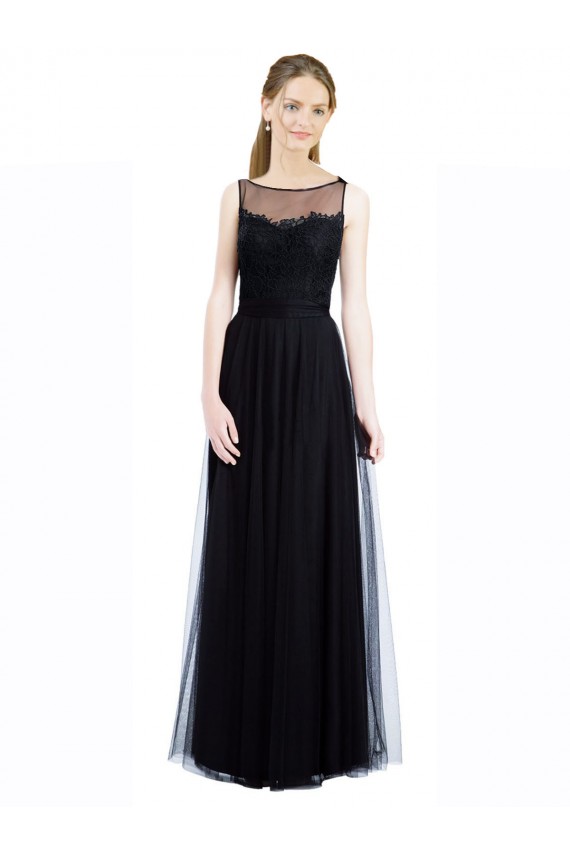 Sleeveless Bateau Neck Low Back Tulle & Lace A-Line Bridesmaid Dress Newcastle