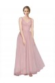 Sleeveless Pink V-Neck V-Back Tulle A-Line Bridesmaid Dress Newcastle