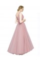 Sleeveless Pink V-Neck V-Back Tulle A-Line Bridesmaid Dress Newcastle