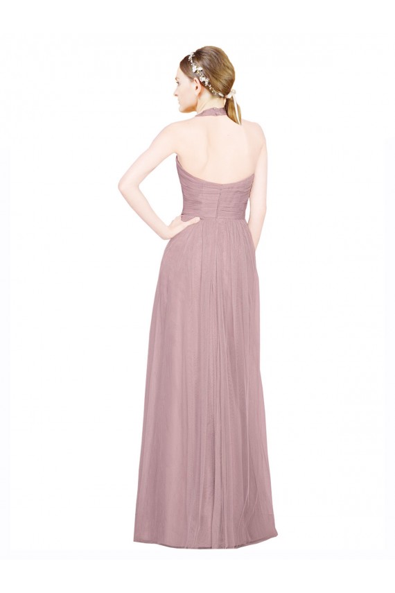 Sleeveless Halter Neck Low Back Tulle A-Line Bridesmaid Gown Newcastle