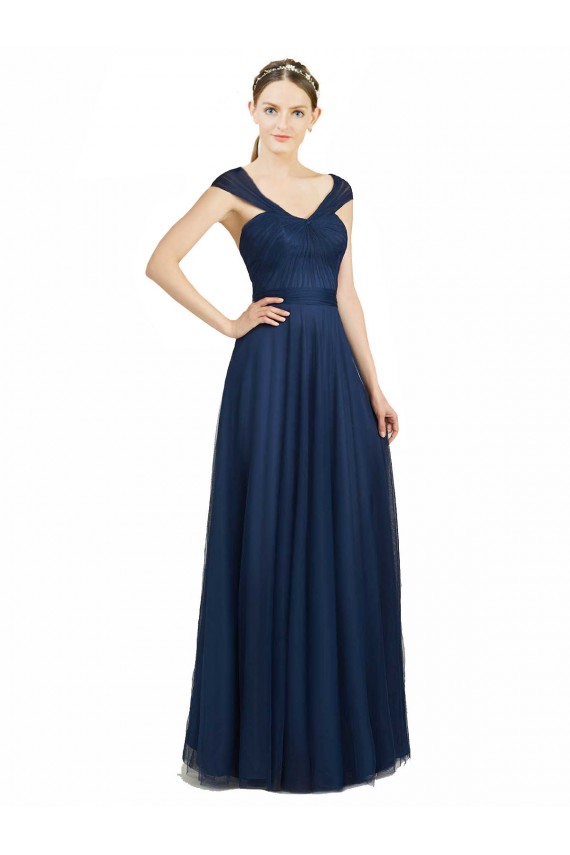 Sleeveless V-Neck Open Back Tulle A-Line Bridesmaid Dress Newcastle