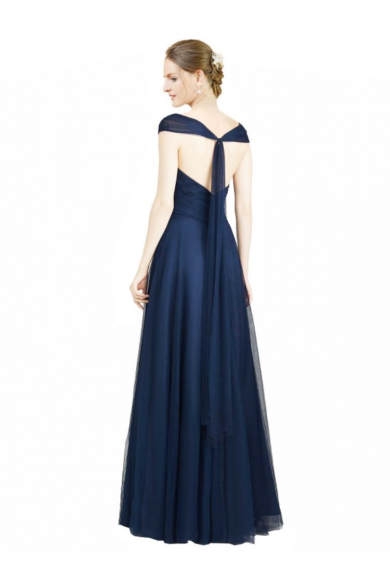 Sleeveless V-Neck Open Back Tulle A-Line Bridesmaid Dress Newcastle