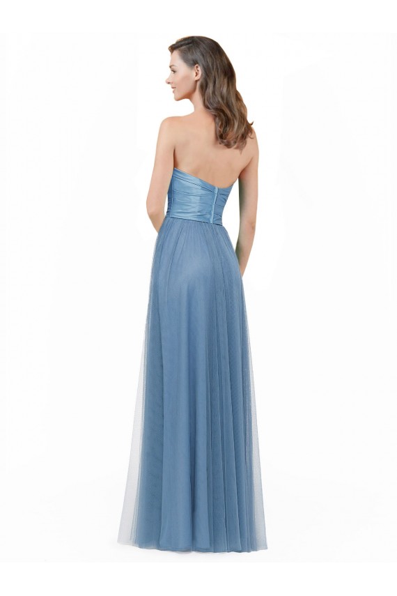 Sleeveless Strapless Low Back Satin & Tulle A-Line Bridesmaid Dress Newcastle