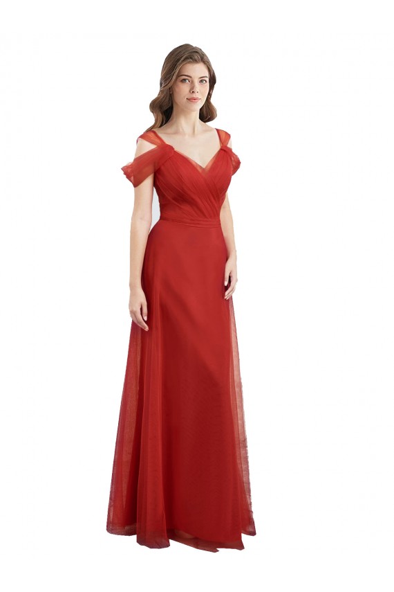 Cold Shoulder Sweetheart Low Back Tulle A-Line Formal Dress / Bridesmaid Dress Newcastle