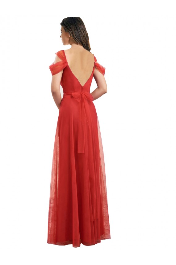 Cold Shoulder Sweetheart Low Back Tulle A-Line Formal Dress / Bridesmaid Dress Newcastle