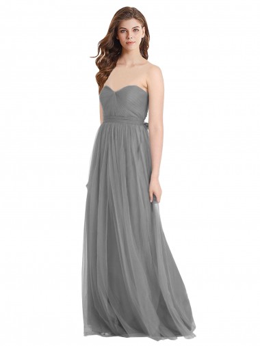 Sleeveless Slate Grey Sweetheart Tulle A-Line Bridesmaid Gown Newcastle