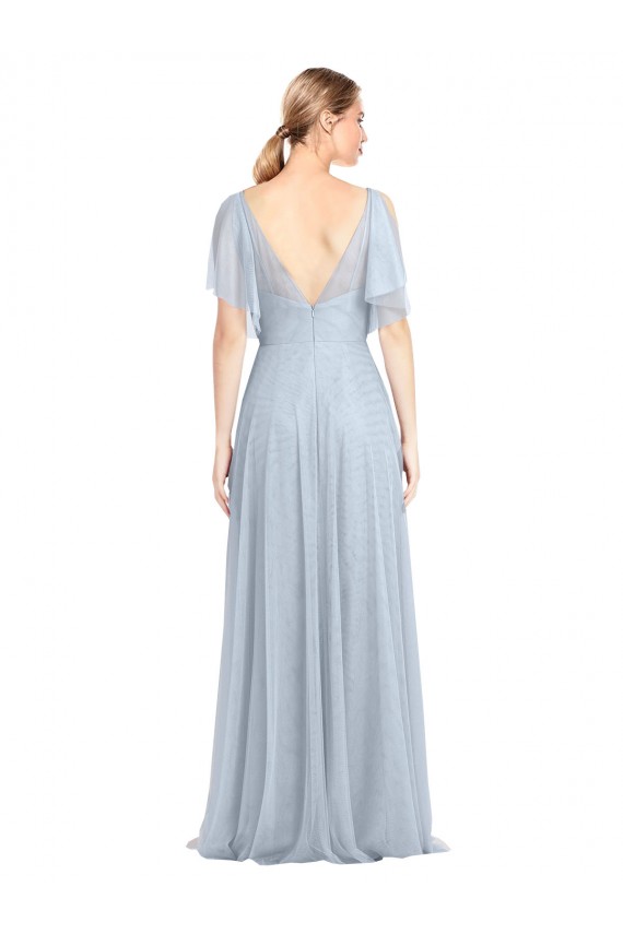 Flutter Sleeves Spaghetti Straps V-Back Tulle A-Line Bridesmaid Dress / Evening Dress Newcastle