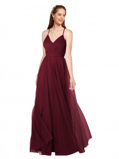 Sleeveless Spaghetti Straps Keyhole Back Tulle A-Line Bridesmaid Dress Newcastle