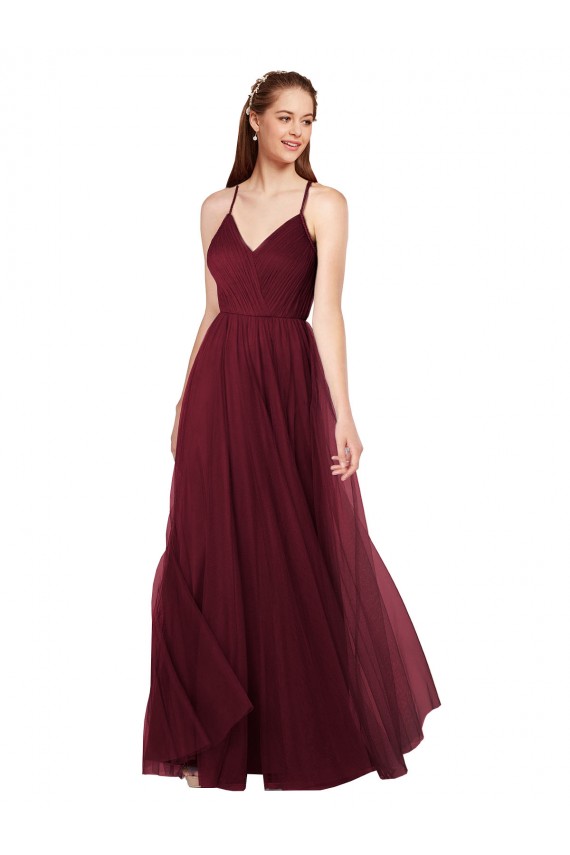 Sleeveless Spaghetti Straps Keyhole Back Tulle A-Line Bridesmaid Dress Newcastle