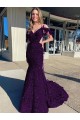 Sleeveless Plum Purple Spaghetti Straps Velvet Sequin Sheath Prom Dress / Evening Dress Newcastle