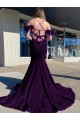 Sleeveless Plum Purple Spaghetti Straps Velvet Sequin Sheath Prom Dress / Evening Dress Newcastle