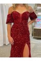 Short Sleeves Off the Shoulder Velvet Sequin Sheath Prom Dress / Evening Dress Newcastle