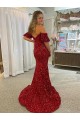 Short Sleeves Off the Shoulder Velvet Sequin Sheath Prom Dress / Evening Dress Newcastle