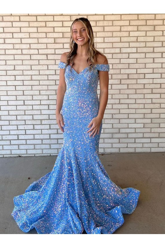 Sleeveless Off the Shoulder Velvet Sequin Mermaid Prom Dress / Evening Dress Newcastle