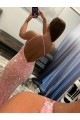 Sleeveless Pink One Shoulder Velvet Sequin Sheath Prom Dress Newcastle