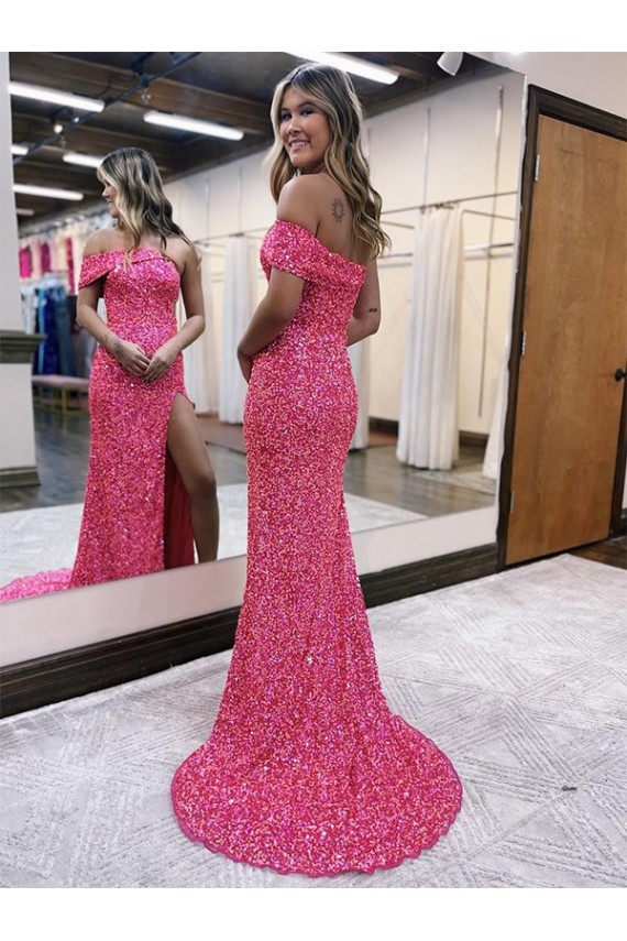 Sleeveless One Shoulder Velvet Sequin Sheath Evening Gown Newcastle