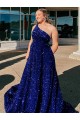 Sleeveless One Shoulder Velvet Sequin A-Line Prom Dress / Evening Gown Newcastle