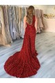 Sleeveless Burgundy One Shoulder Velvet Sequin Sheath Prom Dress Newcastle