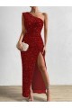 Sleeveless One Shoulder Velvet Sequin Sheath Prom Dress / Evening Dress Newcastle