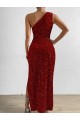 Sleeveless One Shoulder Velvet Sequin Sheath Prom Dress / Evening Dress Newcastle