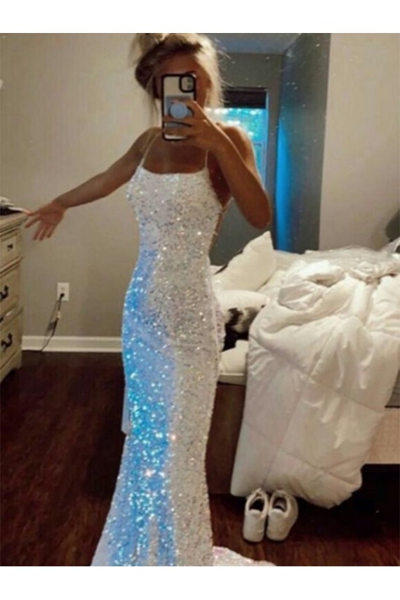 Sleeveless Spaghetti Straps Velvet Sequin Sheath Evening Dress Newcastle