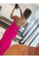 Sleeveless Fuchsia Strapless Velvet Sequin Sheath Prom Dress Newcastle